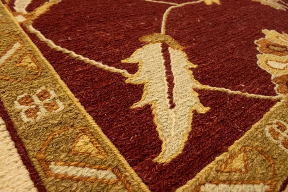 Wine Red Floral 6'7X9'6 Sumak Oriental Rug - 14