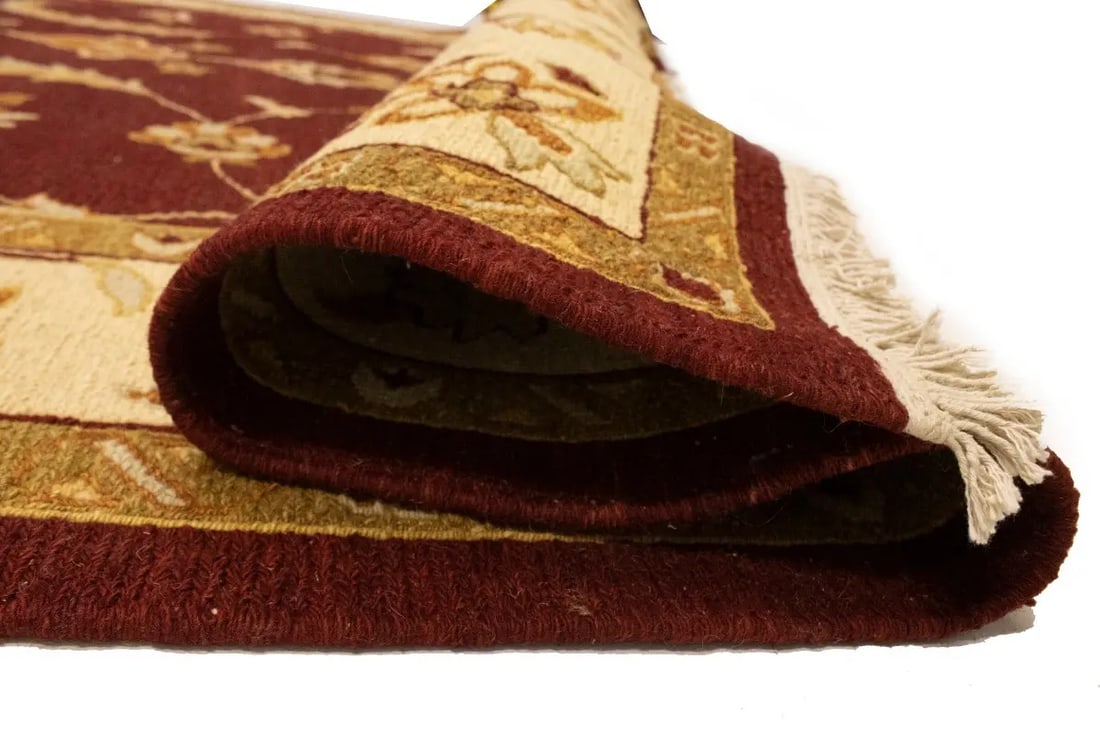 Wine Red Floral 6'7X9'6 Sumak Oriental Rug - 16