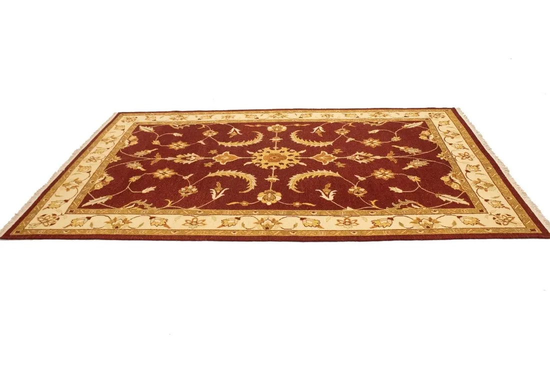 Wine Red Floral 6'7X9'6 Sumak Oriental Rug - 6