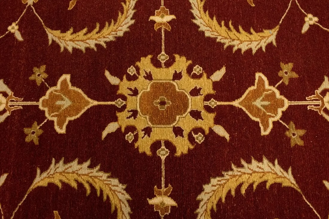 Wine Red Floral 6'7X9'6 Sumak Oriental Rug - 8