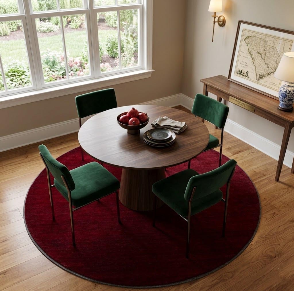Maroon Red Modern Solid 8X8 Gabbeh Oriental Round Rug - 2
