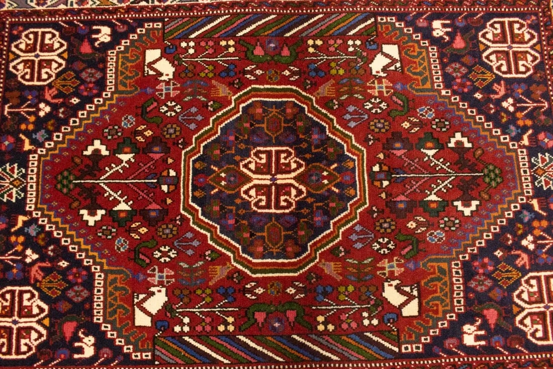 Red Tribal 3X5 Shiraz Persian Rug - 6