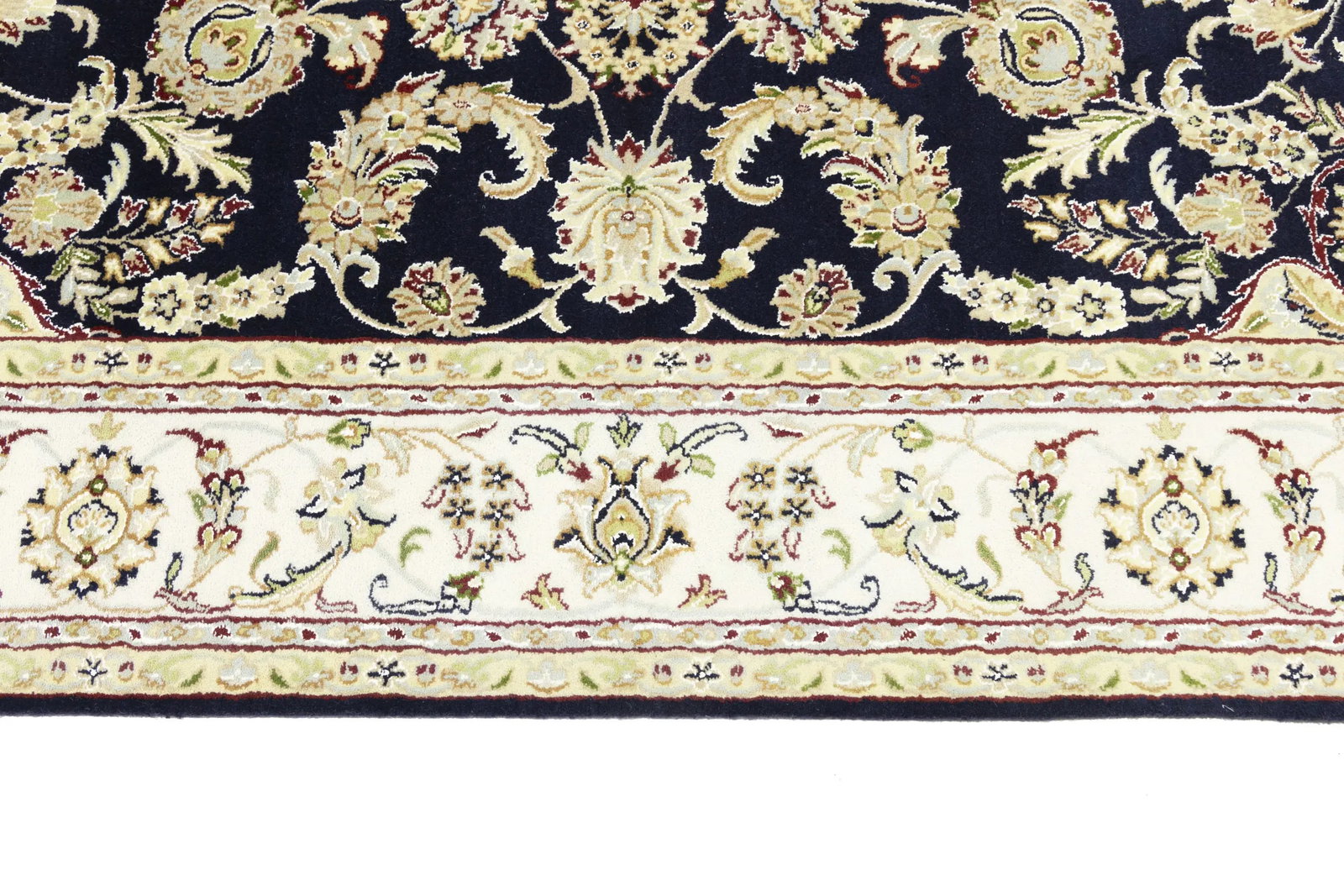 Cream Floral 7X10 Indo-Nain Oriental Rug - 12