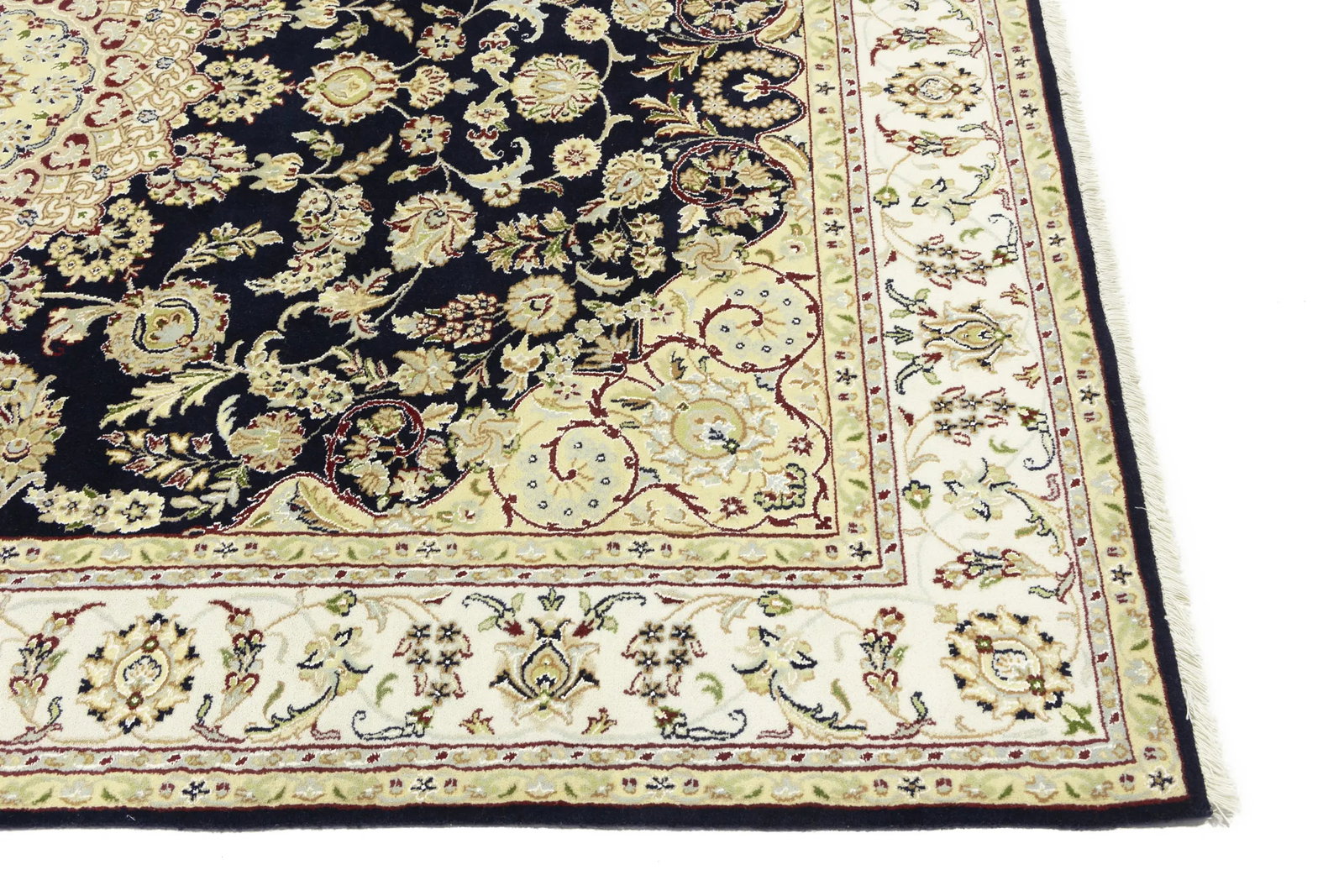Cream Floral 7X10 Indo-Nain Oriental Rug - 13