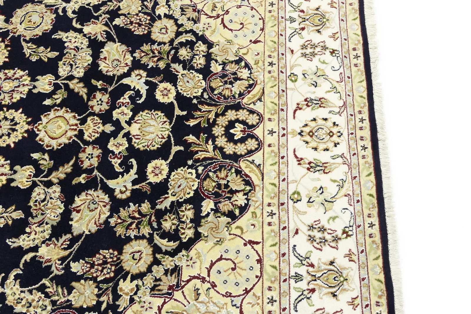 Cream Floral 7X10 Indo-Nain Oriental Rug - 14
