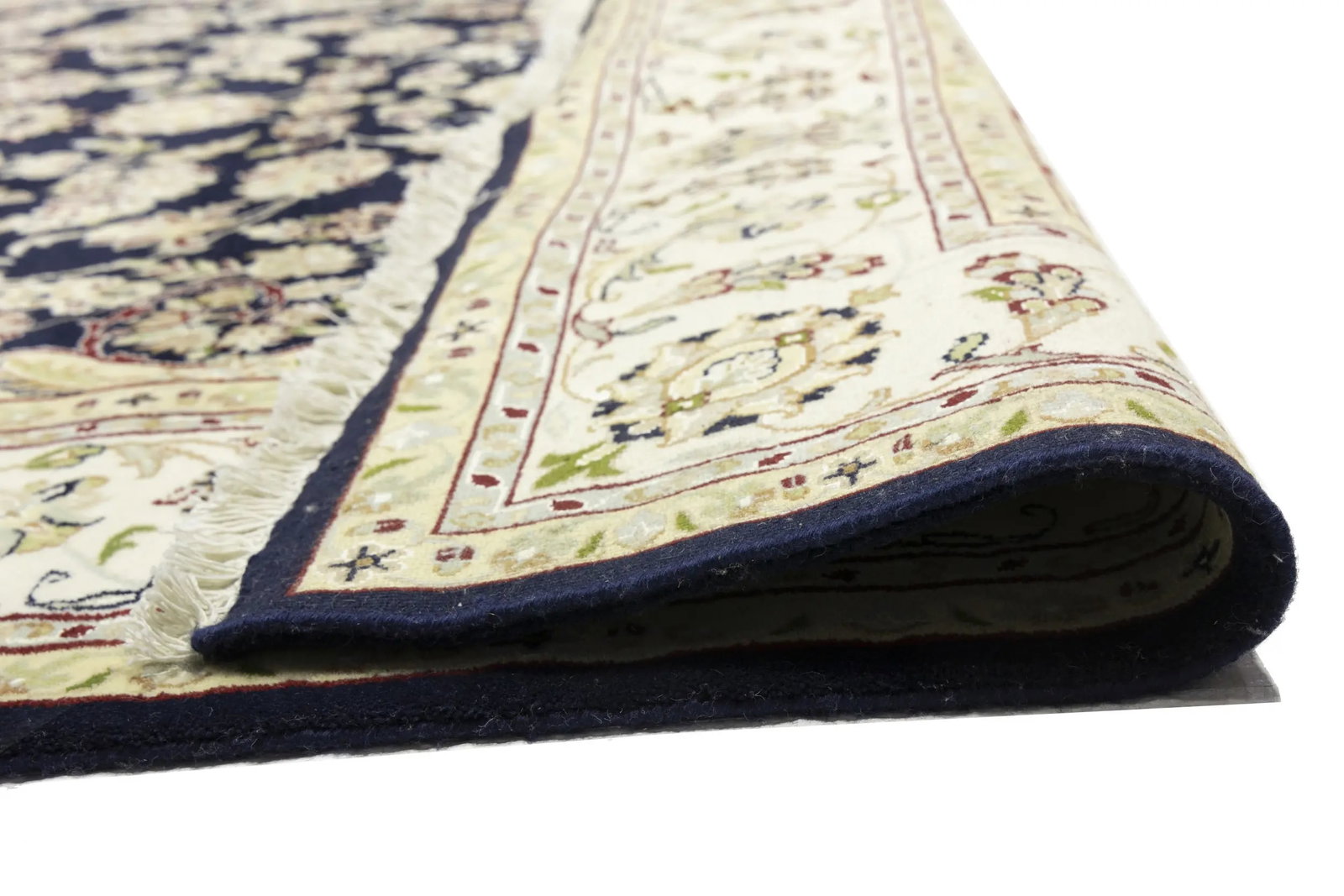 Cream Floral 7X10 Indo-Nain Oriental Rug - 17