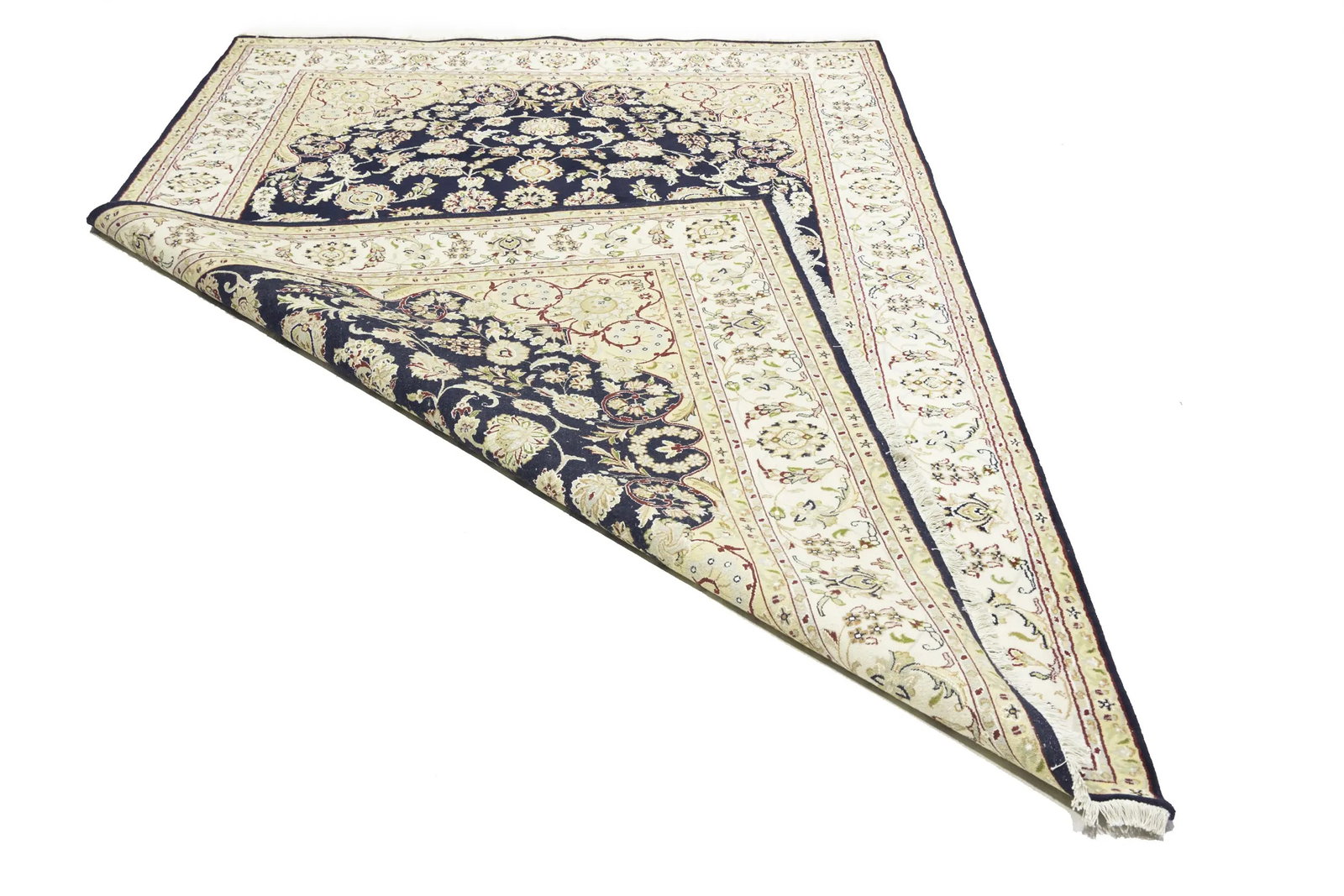 Cream Floral 7X10 Indo-Nain Oriental Rug - 18