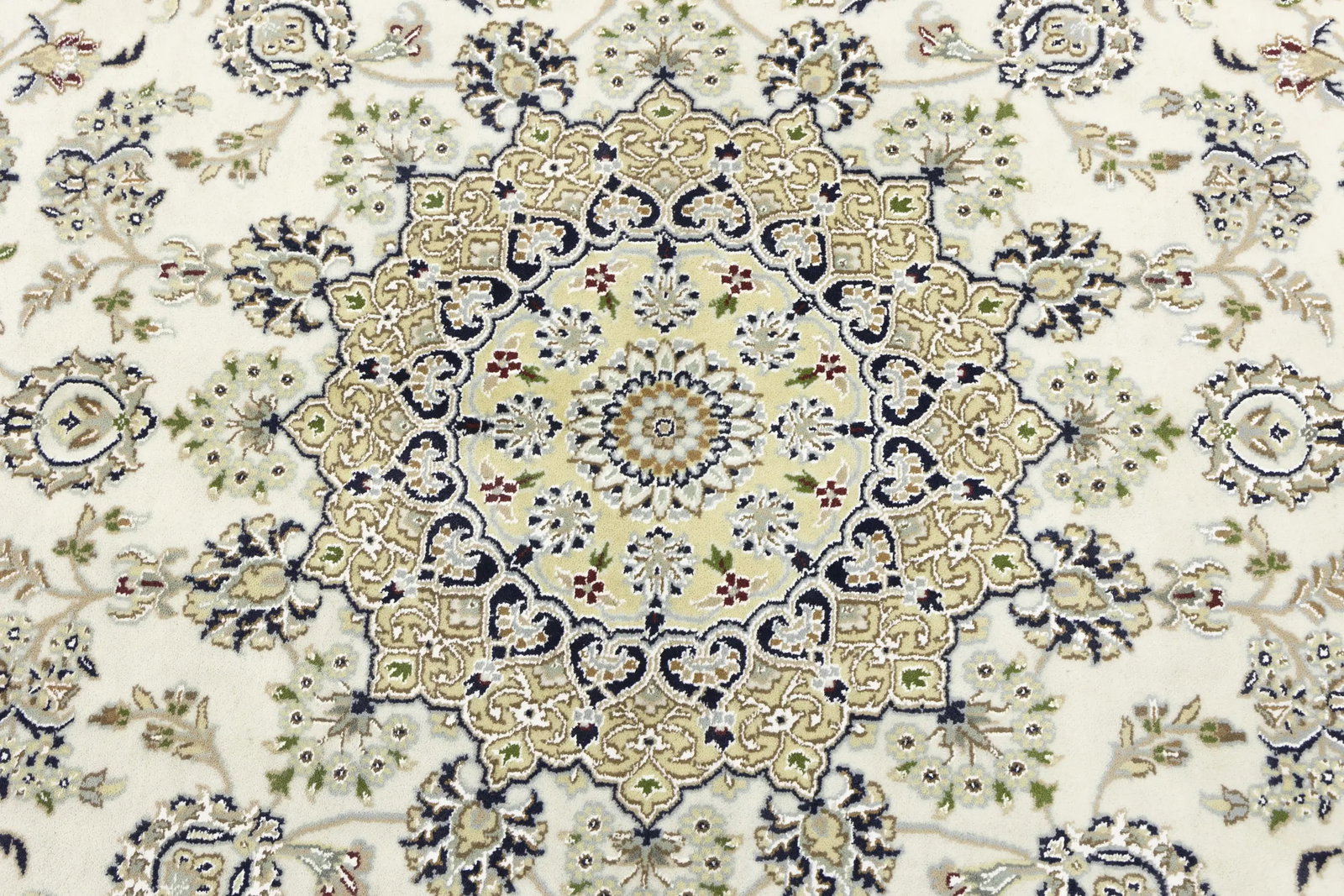 Cream Floral 6X9 Indo-Nain Oriental Rug - 10