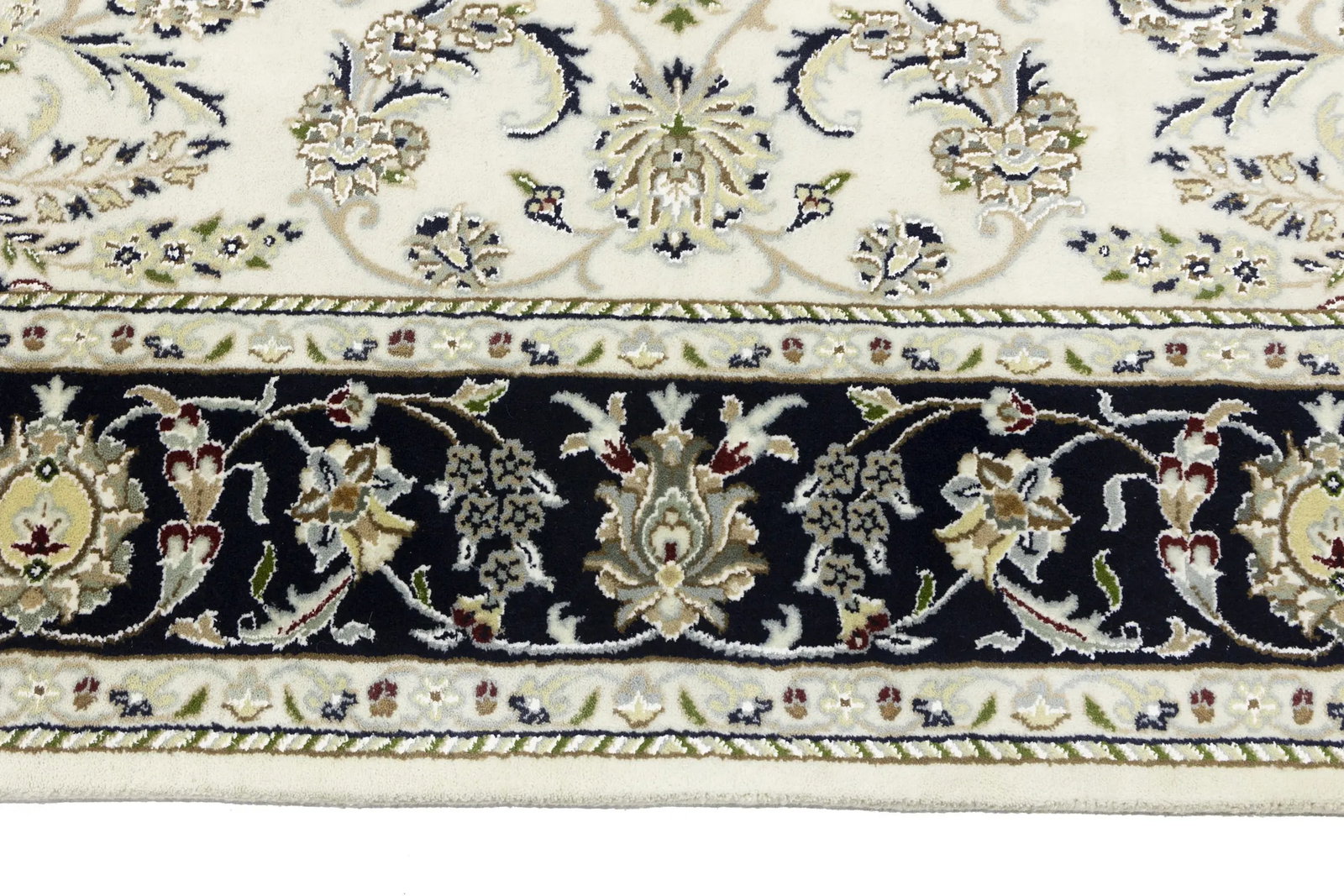 Cream Floral 6X9 Indo-Nain Oriental Rug - 12