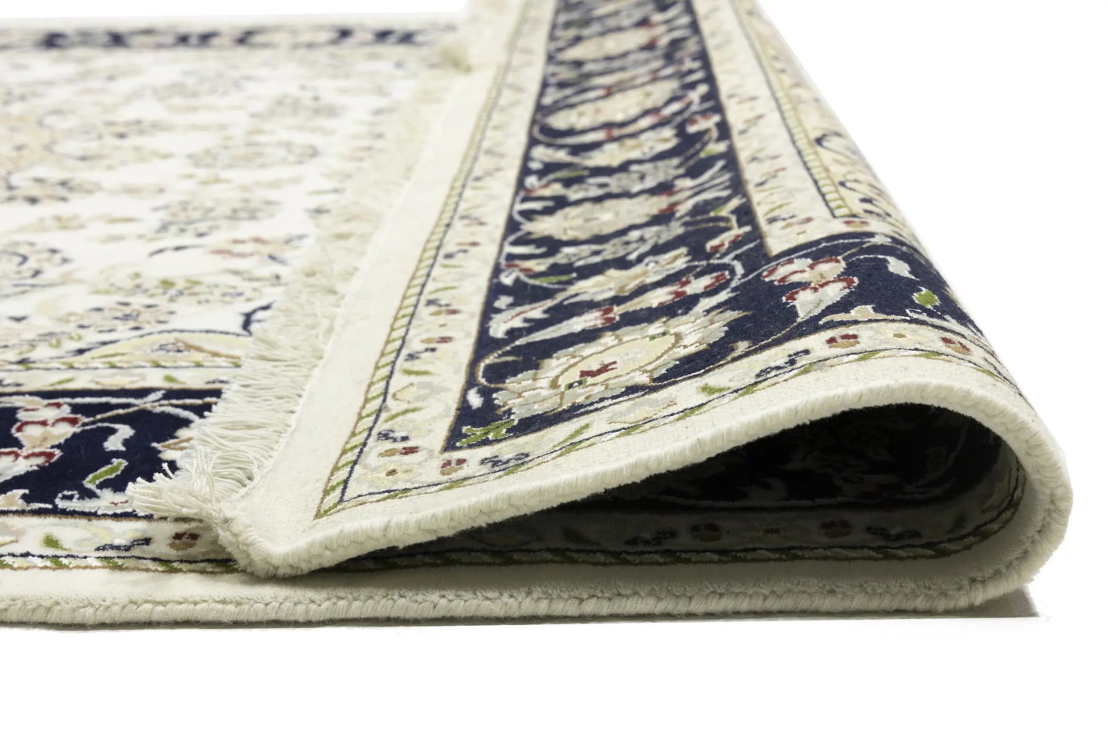 Cream Floral 6X9 Indo-Nain Oriental Rug - 17