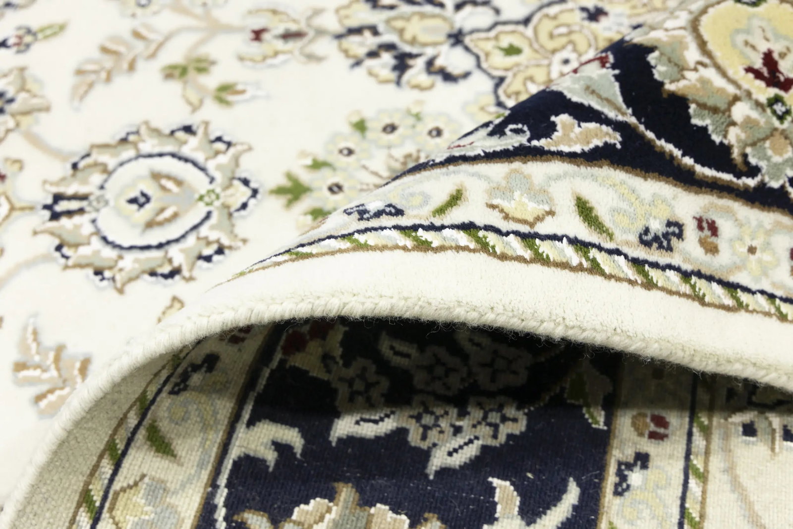 Cream Floral 6X9 Indo-Nain Oriental Rug - 18