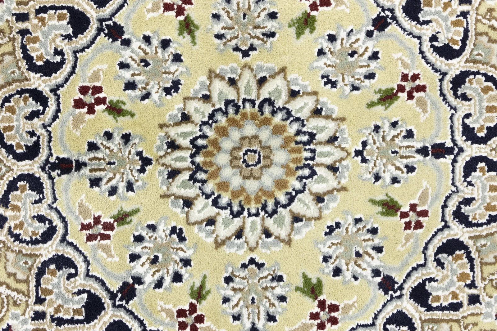 Cream Floral 6X9 Indo-Nain Oriental Rug - 9