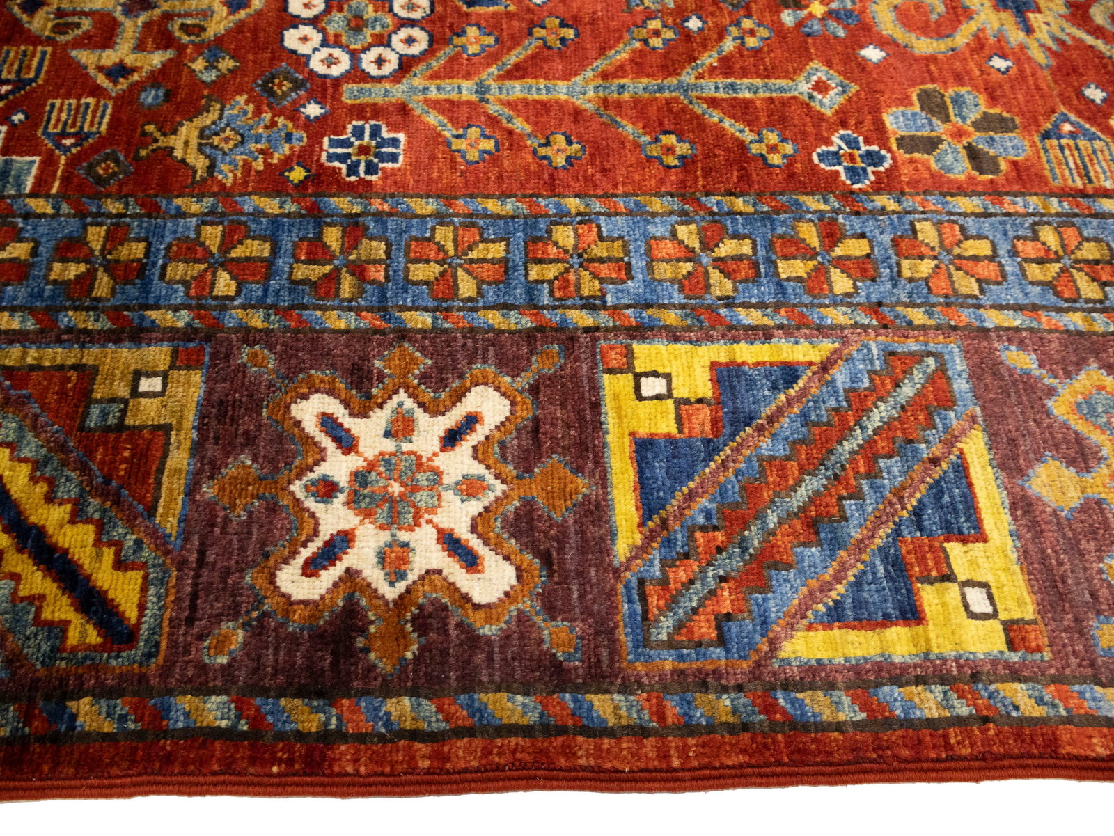 Rusty Red Geometric Tribal 6X9 Afghan Herati Oriental Rug - 11