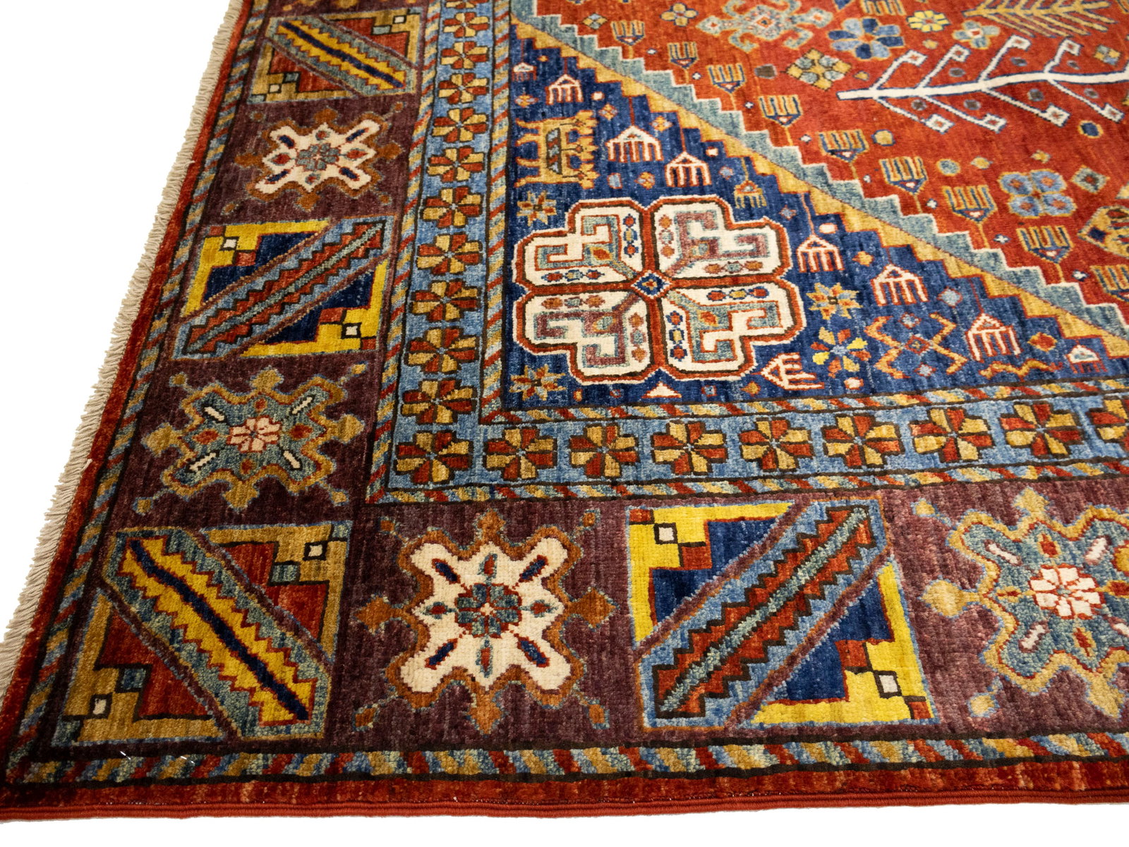 Rusty Red Geometric Tribal 6X9 Afghan Herati Oriental Rug - 12