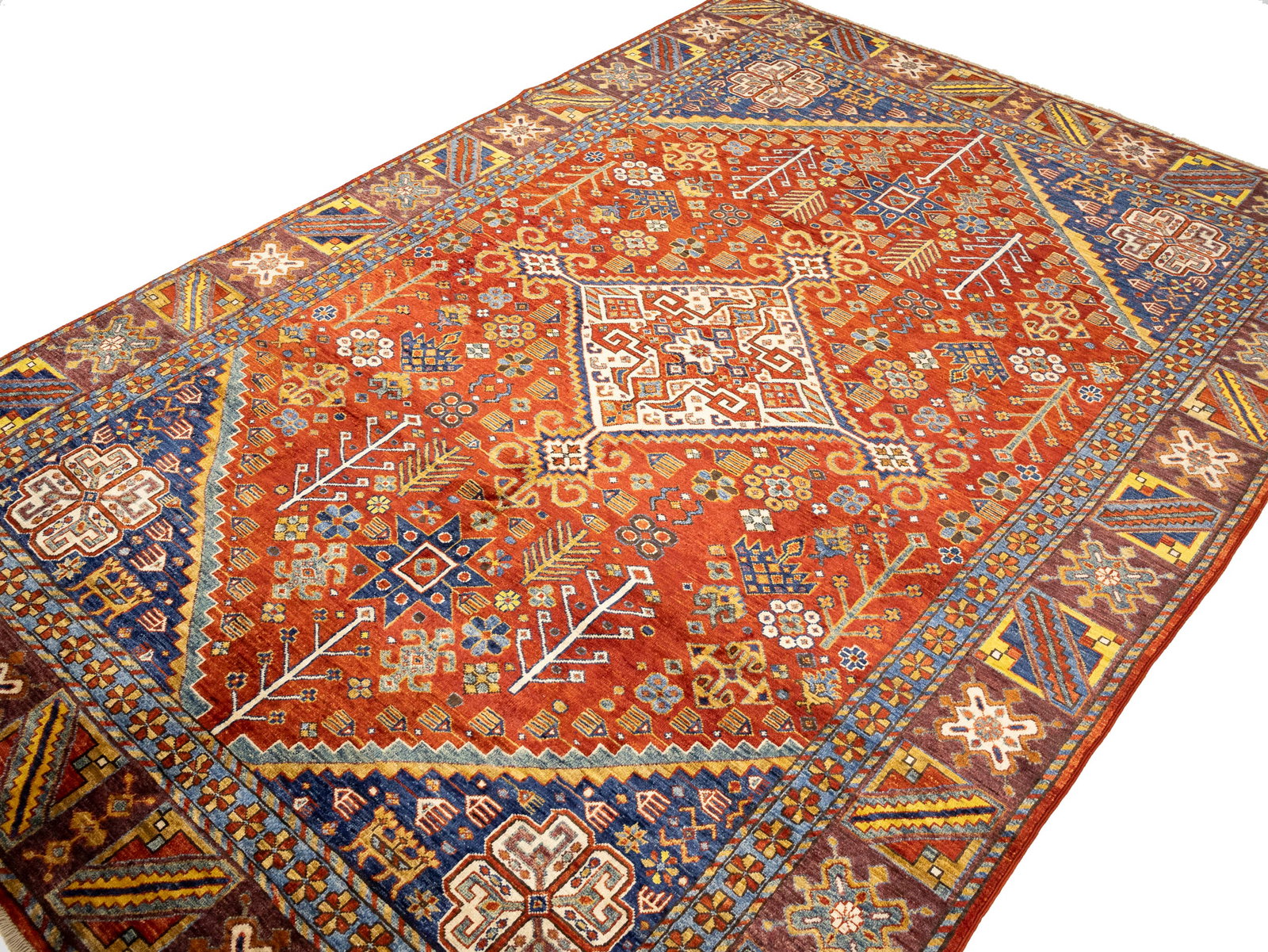 Rusty Red Geometric Tribal 6X9 Afghan Herati Oriental Rug - 14