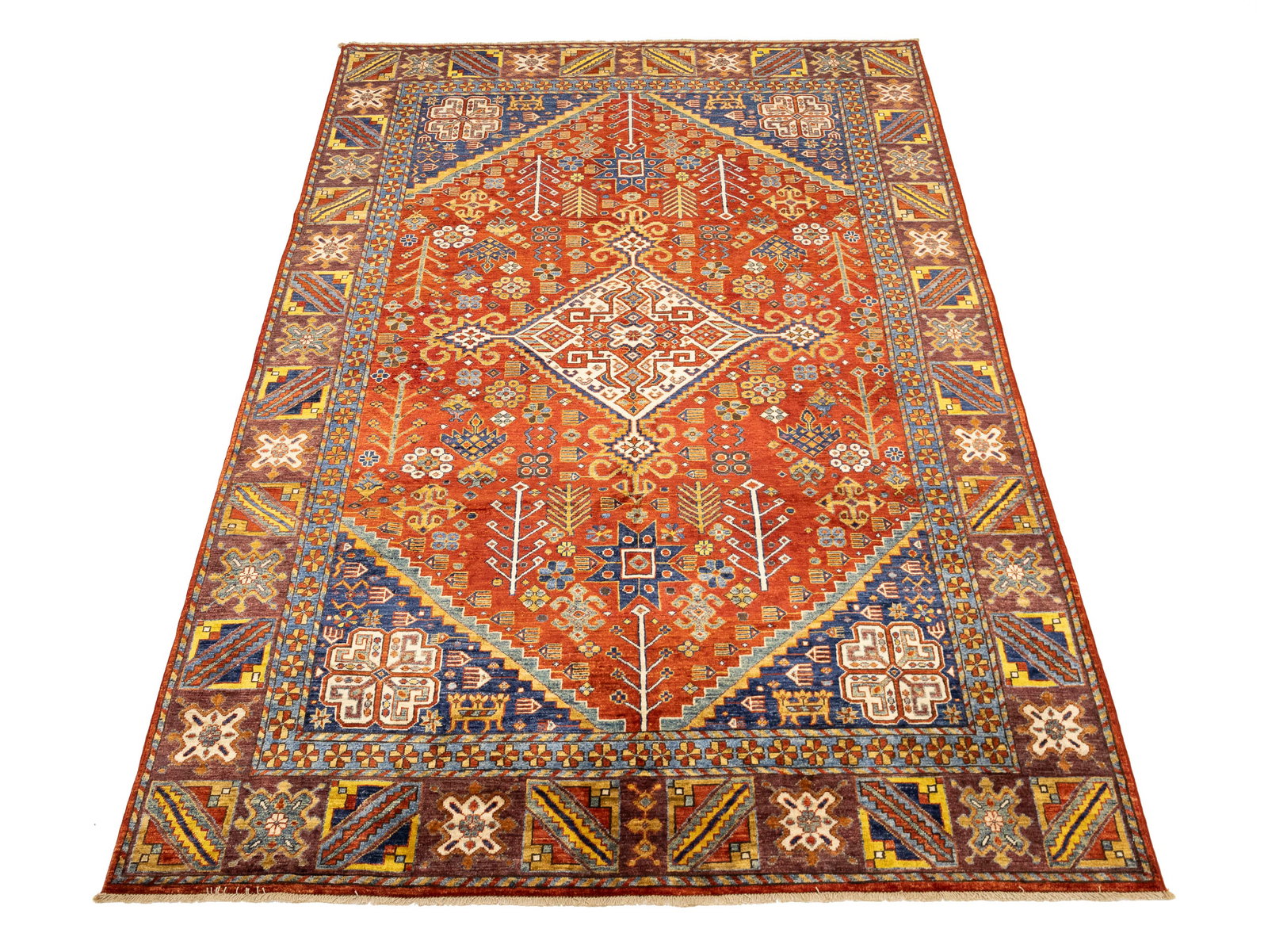 Rusty Red Geometric Tribal 6X9 Afghan Herati Oriental Rug - 15