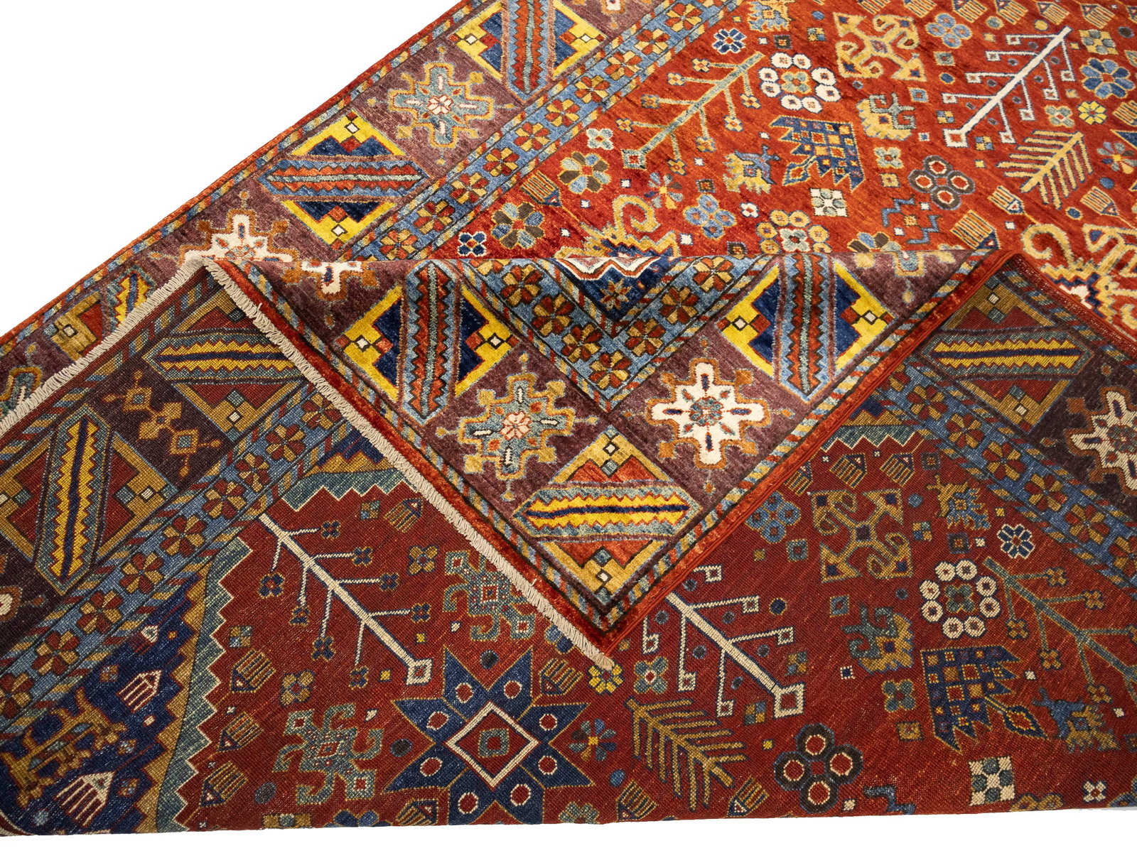 Rusty Red Geometric Tribal 6X9 Afghan Herati Oriental Rug - 16