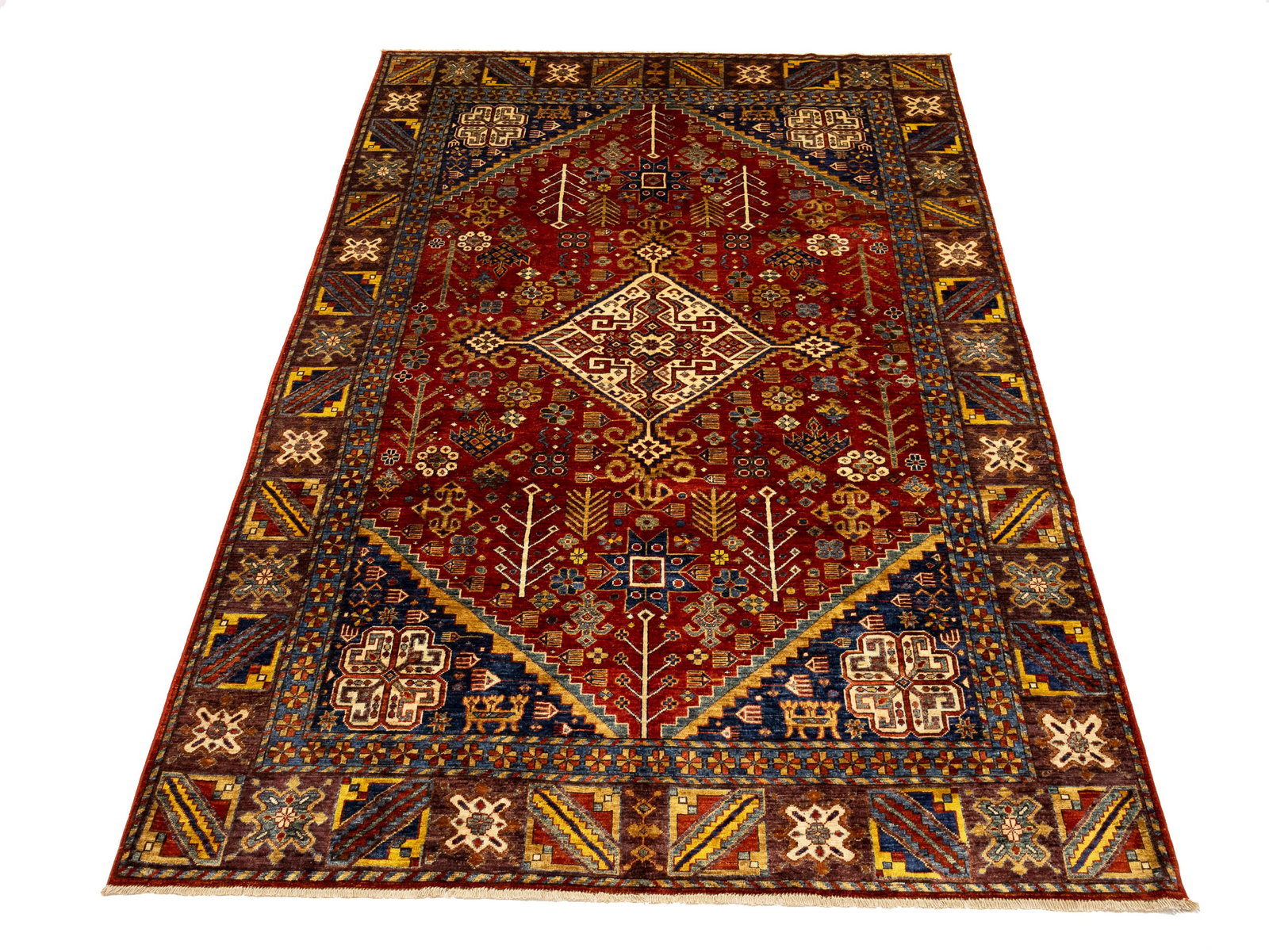 Rusty Red Geometric Tribal 6X9 Afghan Herati Oriental Rug: Title: Rusty Red Geometric Tribal 6X9 Afghan Herati Oriental Rug Description:Hand Knotted 6X9 red Oriental rug made with vegetable dyes (fine wool pile and cotton foundation), superior knot count,
