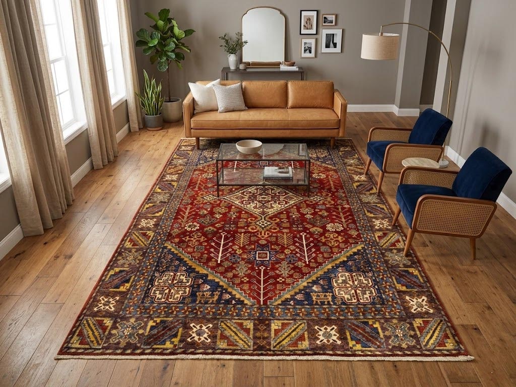 Rusty Red Geometric Tribal 6X9 Afghan Herati Oriental Rug - 2