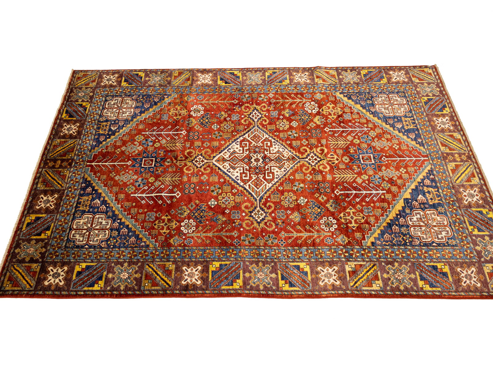 Rusty Red Geometric Tribal 6X9 Afghan Herati Oriental Rug - 4