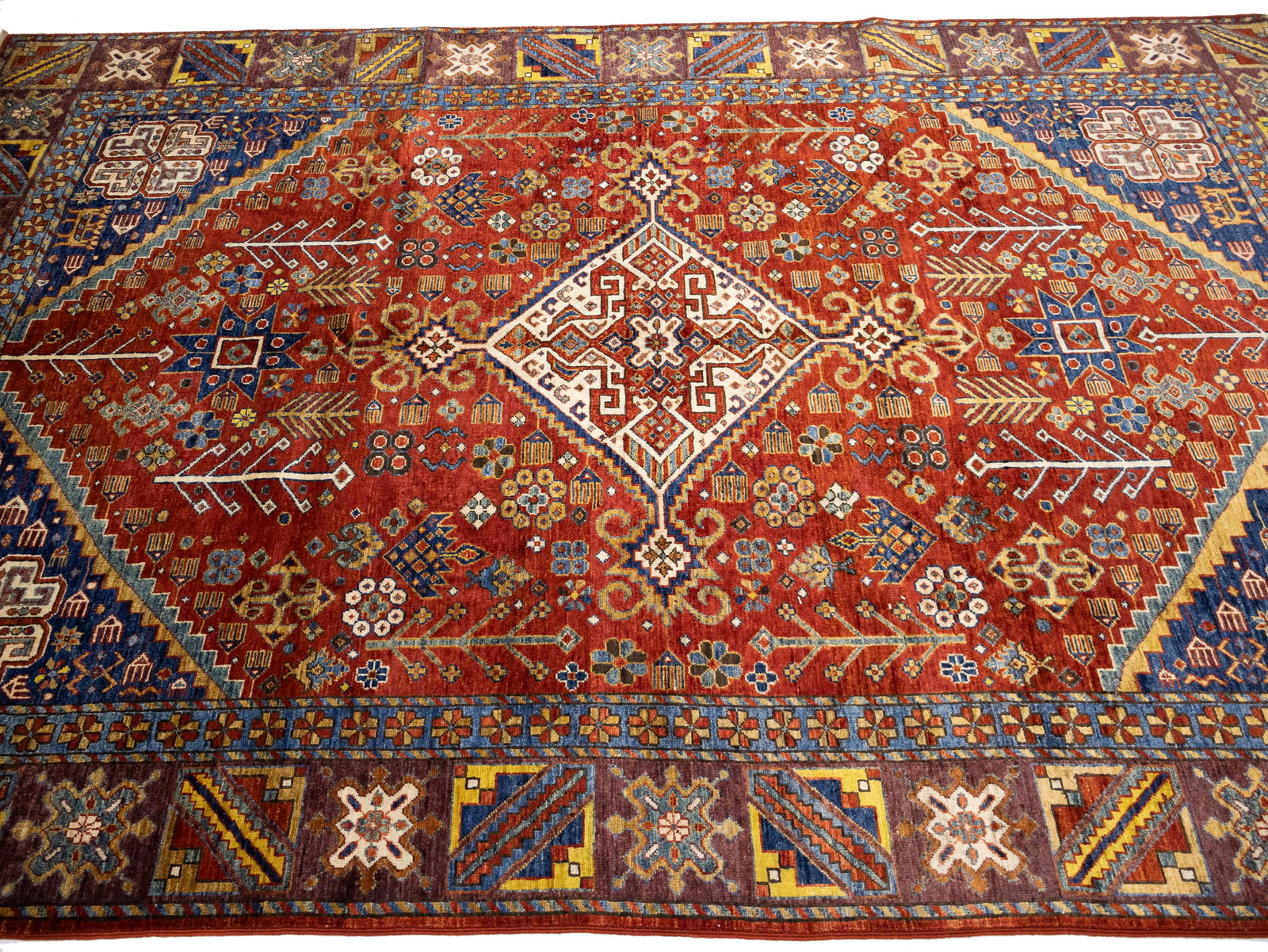 Rusty Red Geometric Tribal 6X9 Afghan Herati Oriental Rug - 5