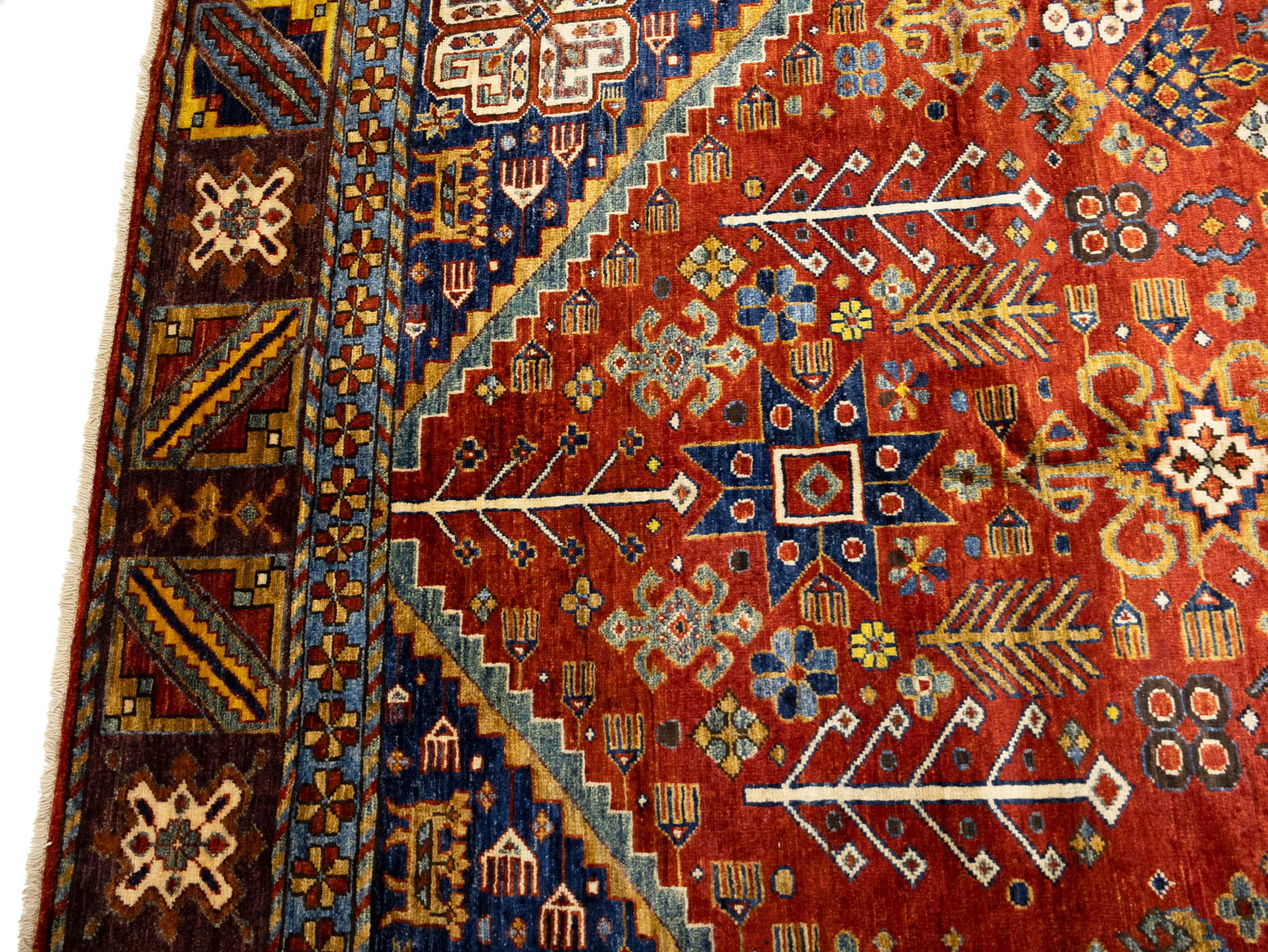 Rusty Red Geometric Tribal 6X9 Afghan Herati Oriental Rug - 9