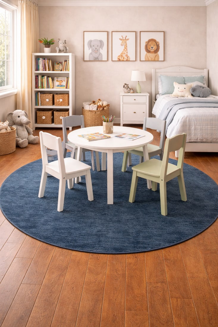 Steel Blue Modern Solid 6X6 Gabbeh Oriental Round Rug - 2