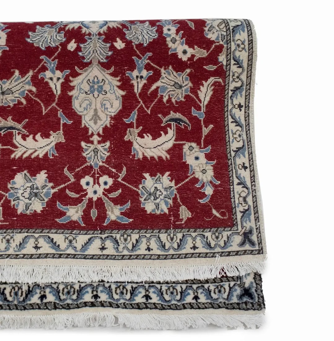 Red Classic 3X5 Nain Kashmar Persian Rug - 14