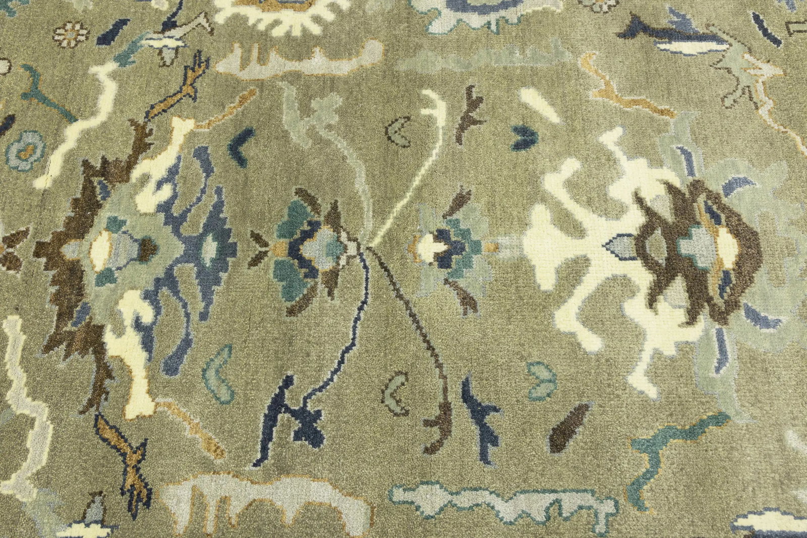 Khaki Floral 8X10 Oushak Chobi Oriental Rug - 10