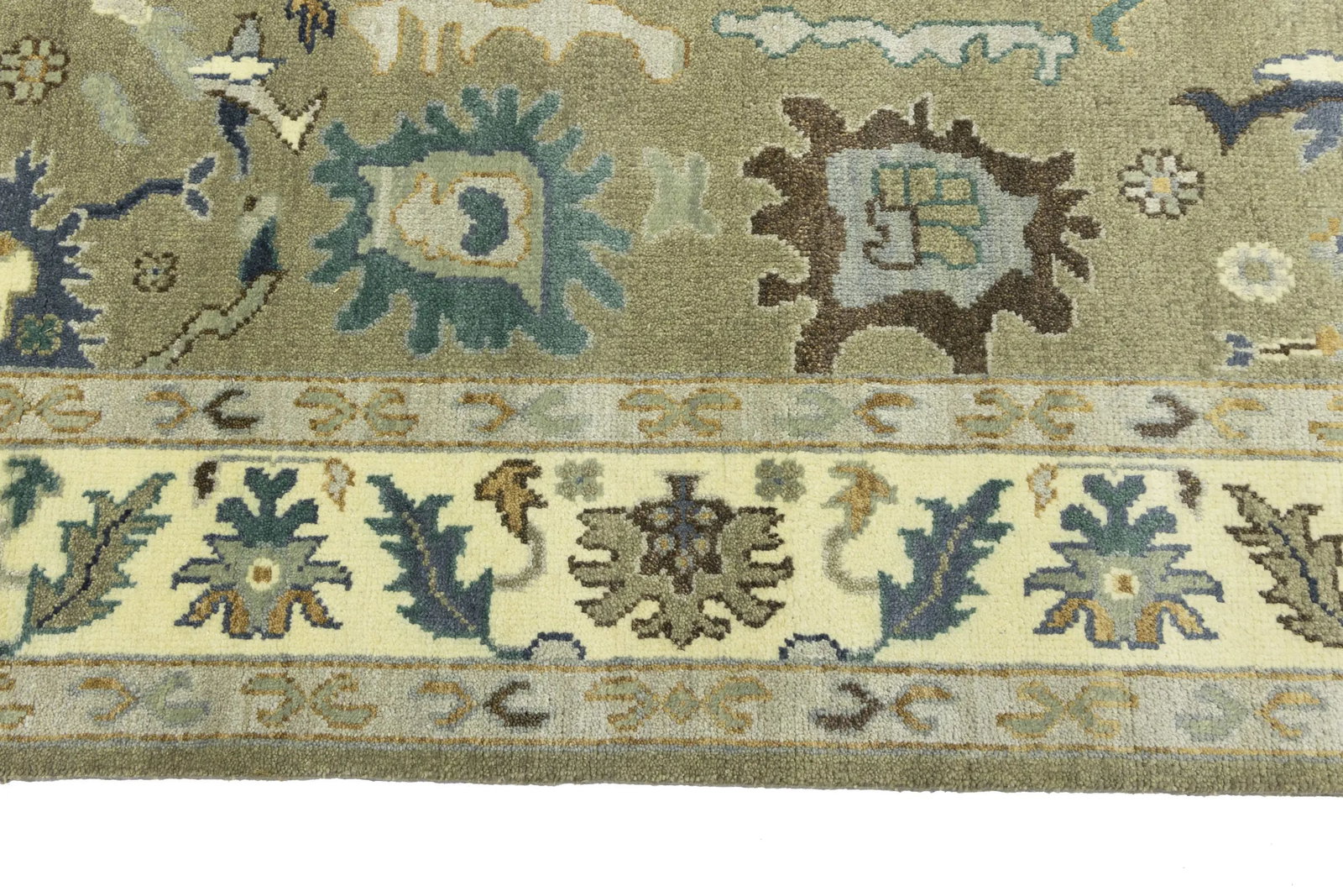 Khaki Floral 8X10 Oushak Chobi Oriental Rug - 12