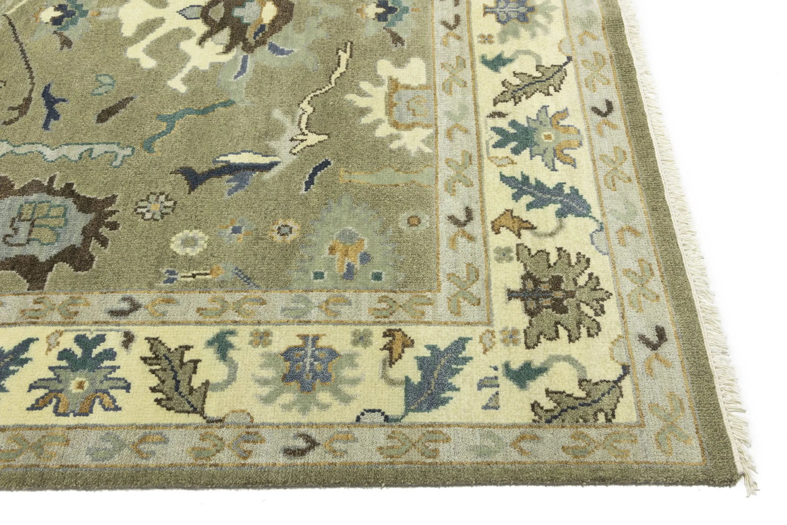 Khaki Floral 8X10 Oushak Chobi Oriental Rug - 13