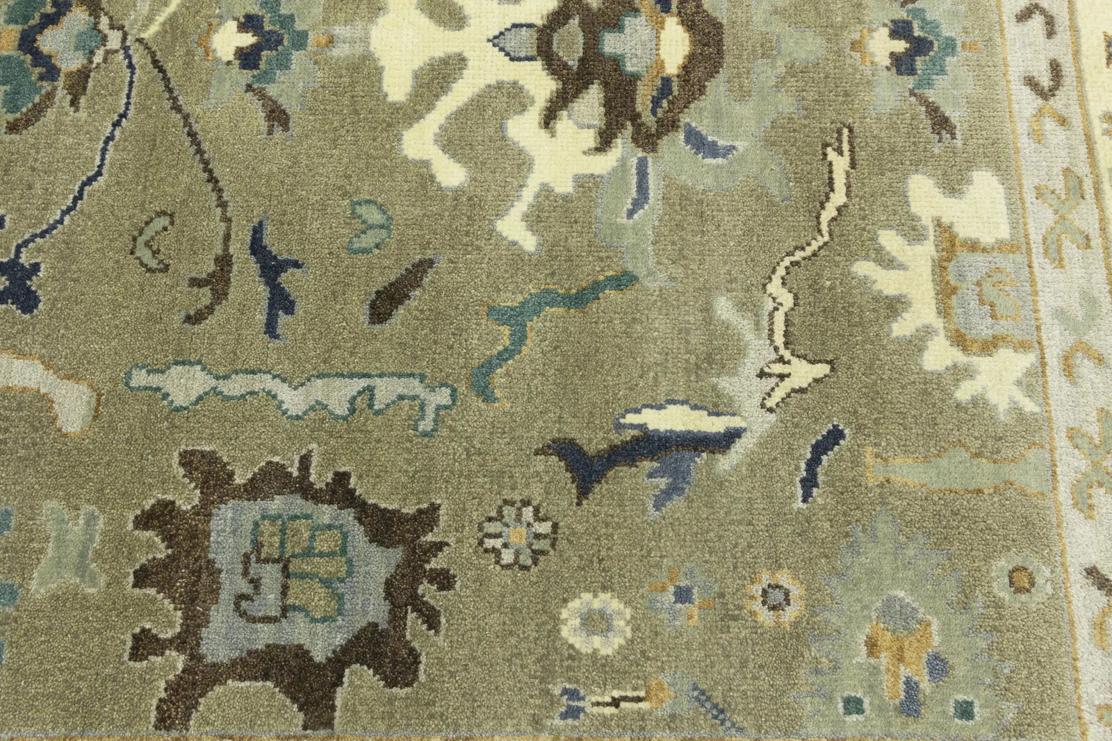Khaki Floral 8X10 Oushak Chobi Oriental Rug - 15