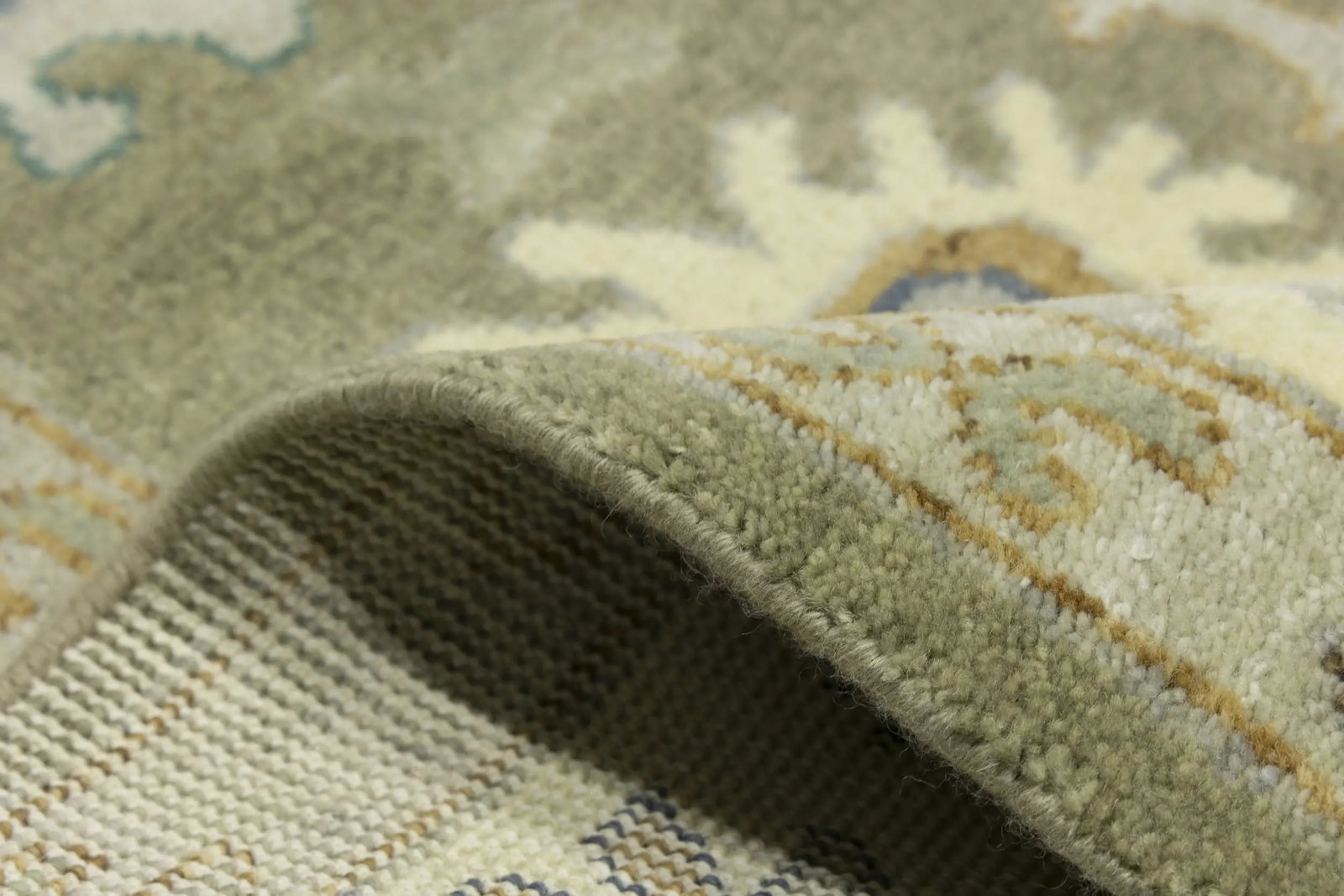 Khaki Floral 8X10 Oushak Chobi Oriental Rug - 18