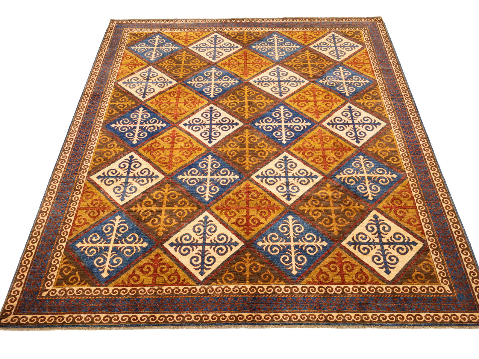 Multicolored Geometric Tribal 8'5X9'8 Afghan Yalameh Oriental Rug - 14