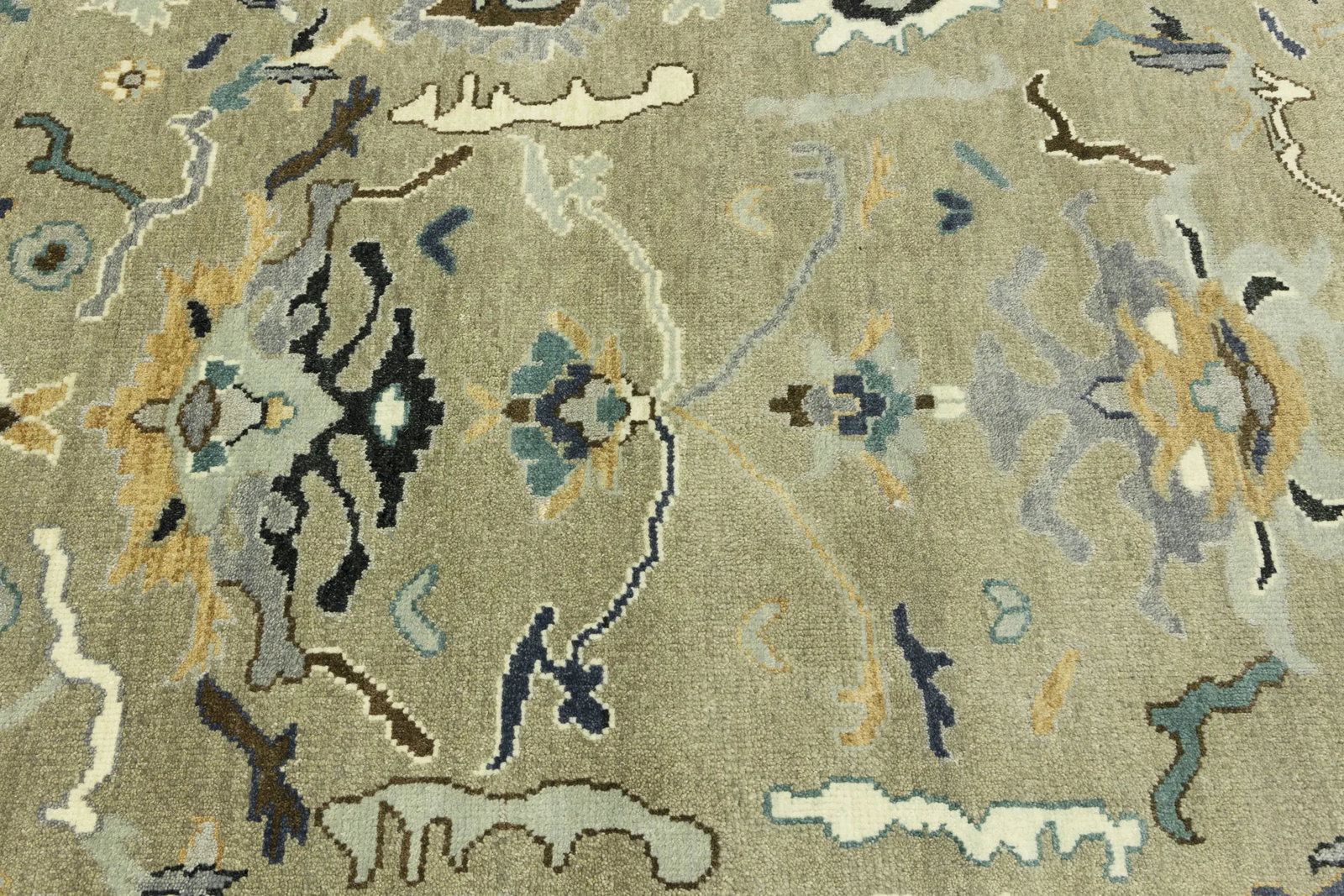Khaki Floral 8X10 Oushak Chobi Oriental Rug - 10