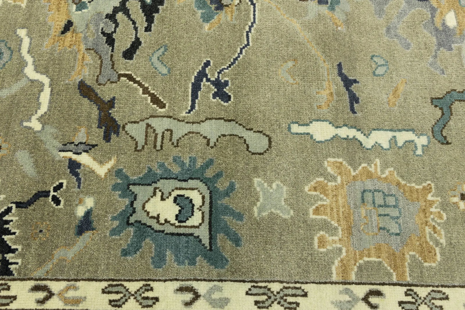 Khaki Floral 8X10 Oushak Chobi Oriental Rug - 11