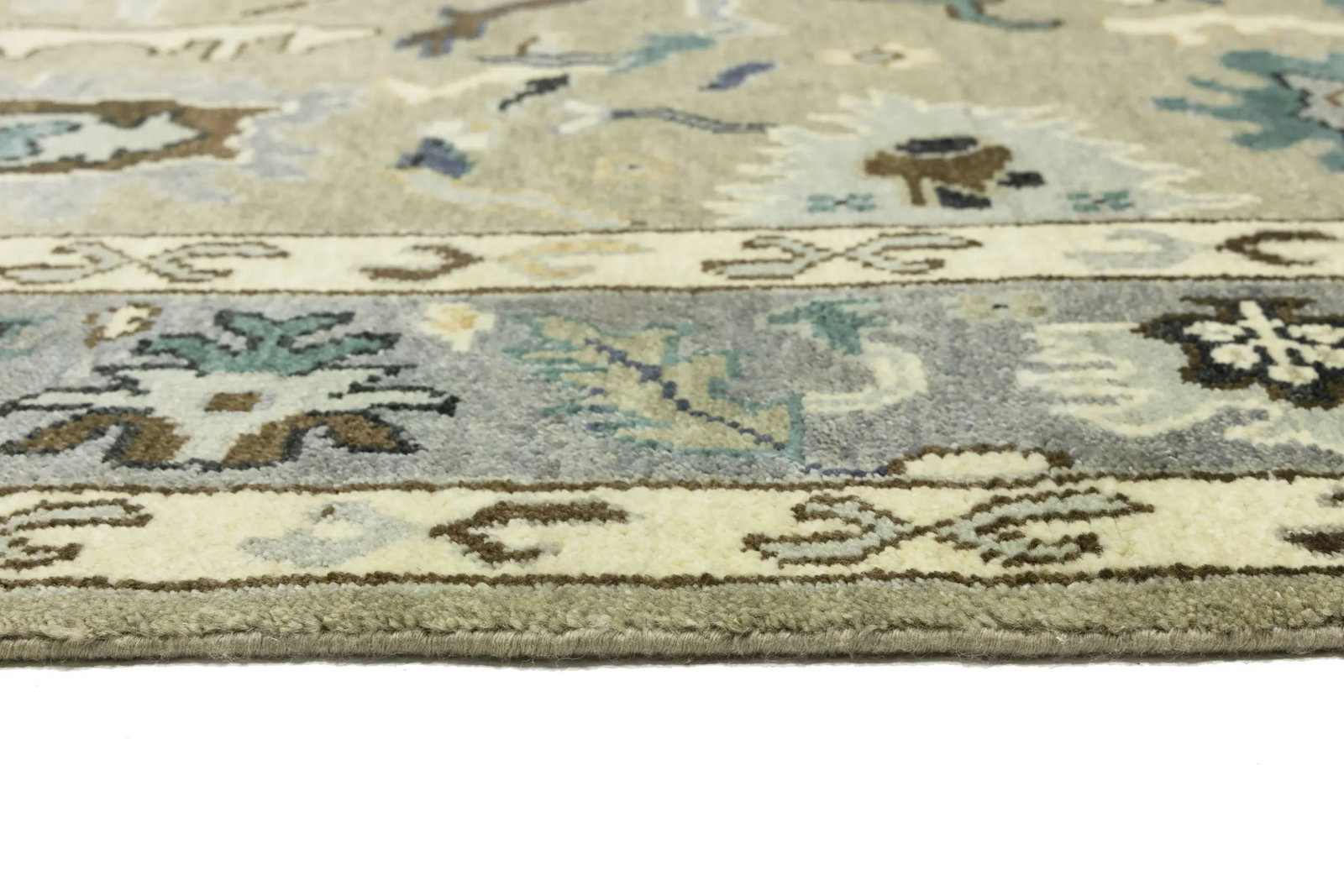 Khaki Floral 8X10 Oushak Chobi Oriental Rug - 15