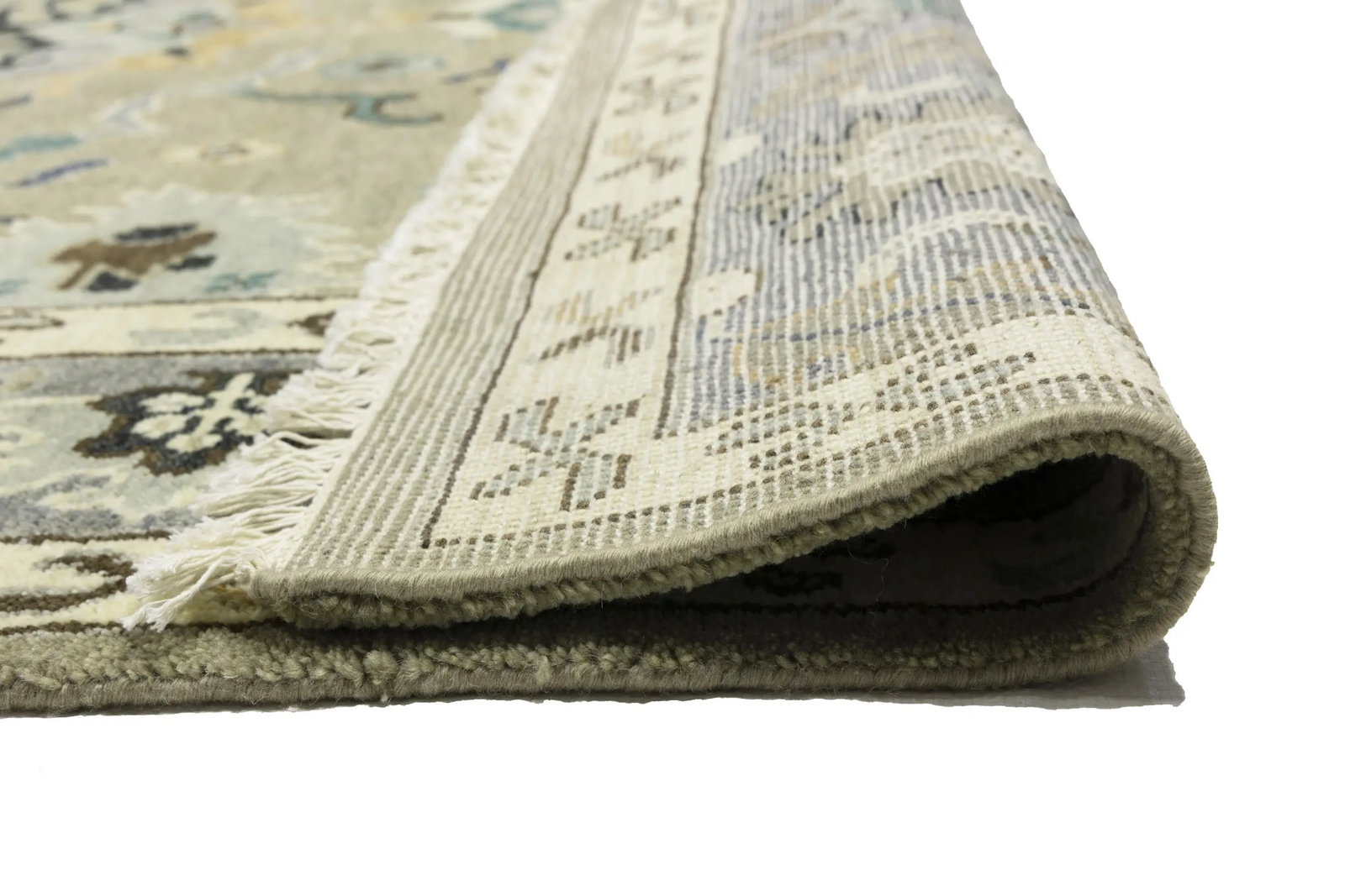 Khaki Floral 8X10 Oushak Chobi Oriental Rug - 16