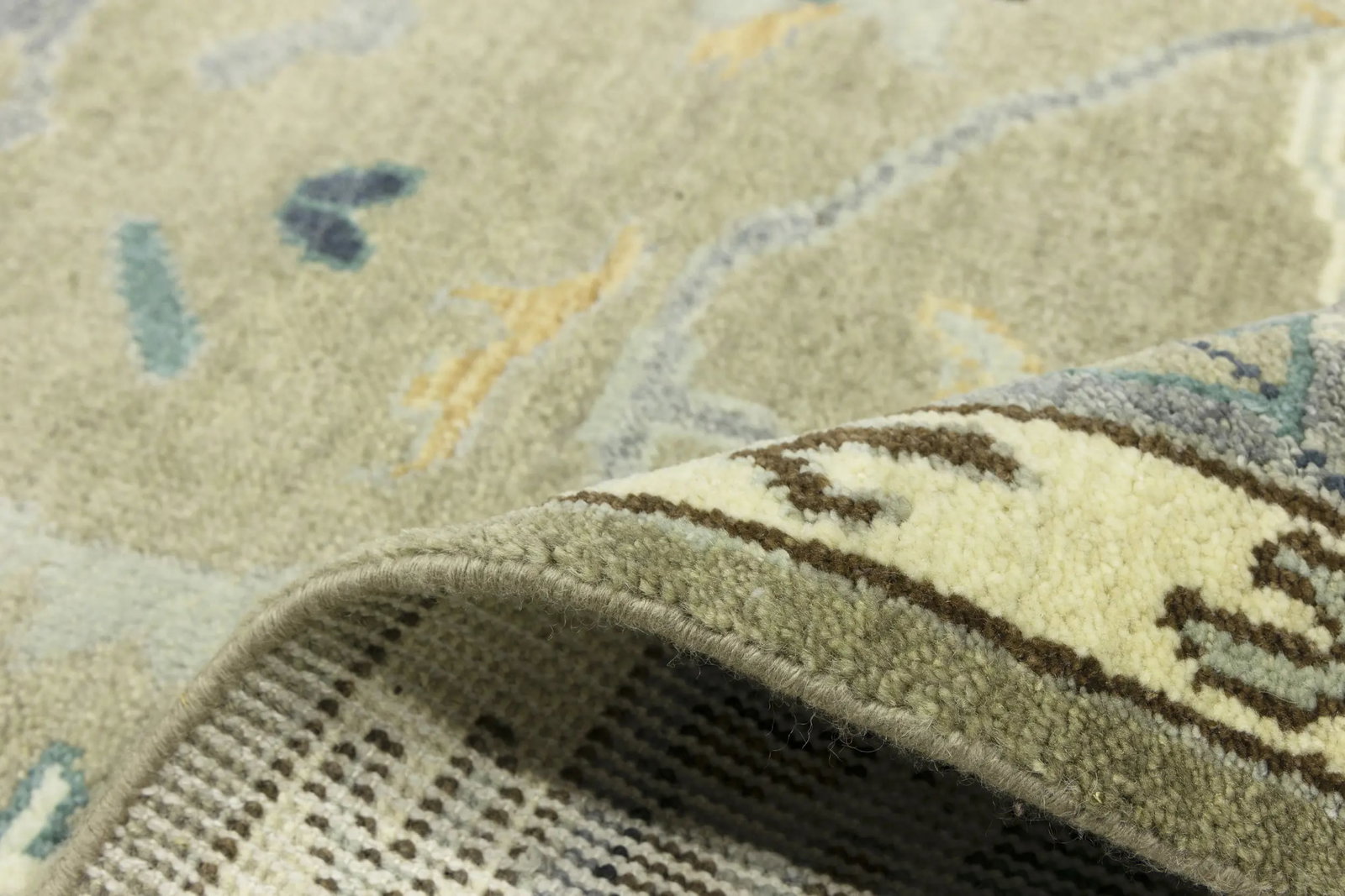 Khaki Floral 8X10 Oushak Chobi Oriental Rug - 17
