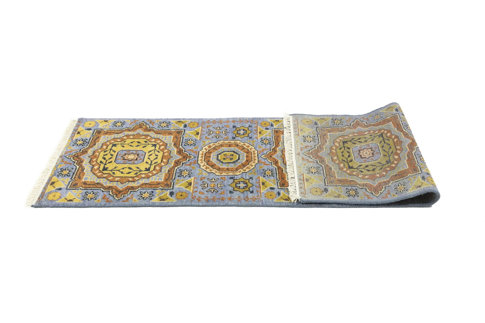 Blue Floral 2'7X10'3 Heriz Serapi Oriental Runner Rug - 13