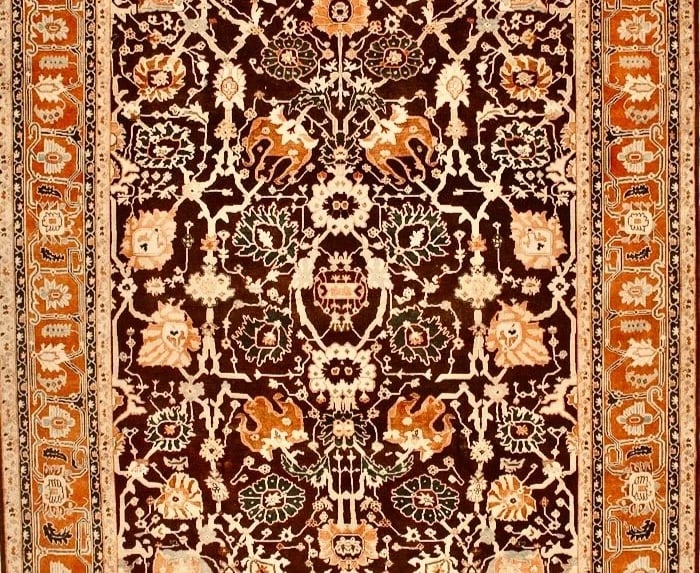 Hand Knotted Indo-Heriz Black Wool Geometric Oriental Area Rug 10'1" x 14'3" - 3
