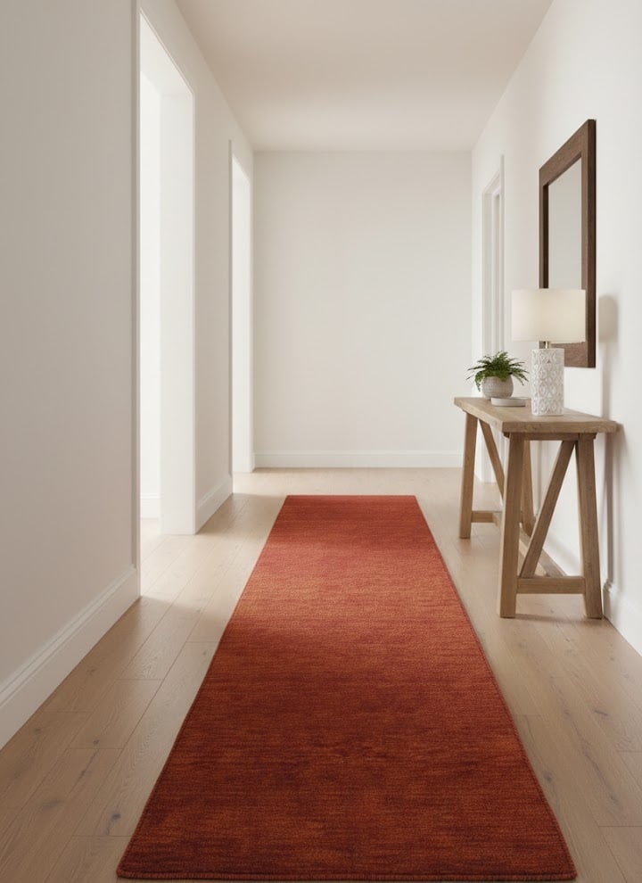 Orange Red Modern Solid 3X12 Gabbeh Oriental Runner Rug - 2