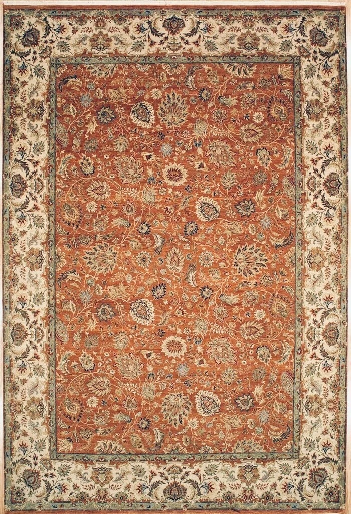Hand-Knotted Indo-Tabriz Rust Wool Oriental Rug Carpet 10' x 14'11": Title:Hand-Knotted Indo-Tabriz Rust Wool Oriental Rug Carpet 10' x 14'11" Description:* Rug Number: 67810 * Country of Origin: India * Style, Design: Persian Tabriz, Floral, All-Over * Size (Ft):10'