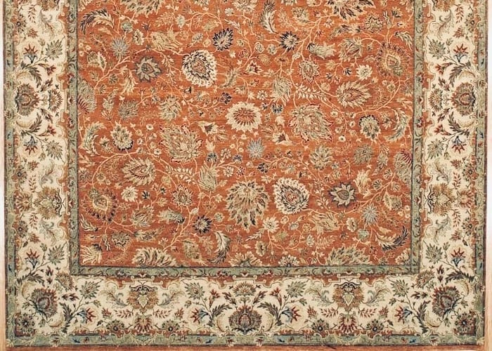 Hand-Knotted Indo-Tabriz Rust Wool Oriental Rug Carpet 10' x 14'11" - 2