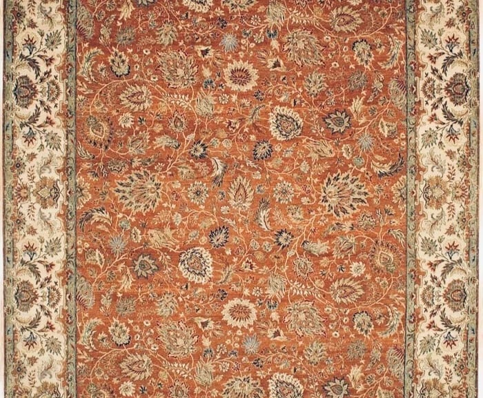 Hand-Knotted Indo-Tabriz Rust Wool Oriental Rug Carpet 10' x 14'11" - 3