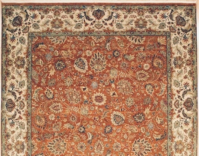 Hand-Knotted Indo-Tabriz Rust Wool Oriental Rug Carpet 10' x 14'11" - 4