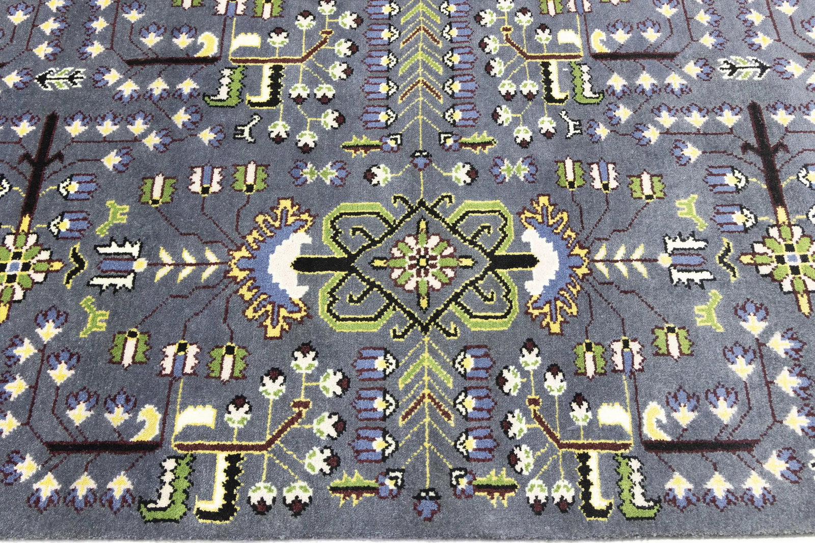 Gray Floral Tribal 9X12 Oriental Rug - 11