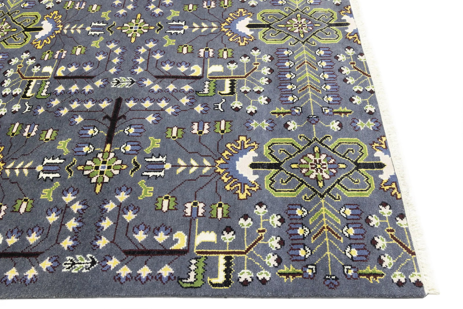 Gray Floral Tribal 9X12 Oriental Rug - 12
