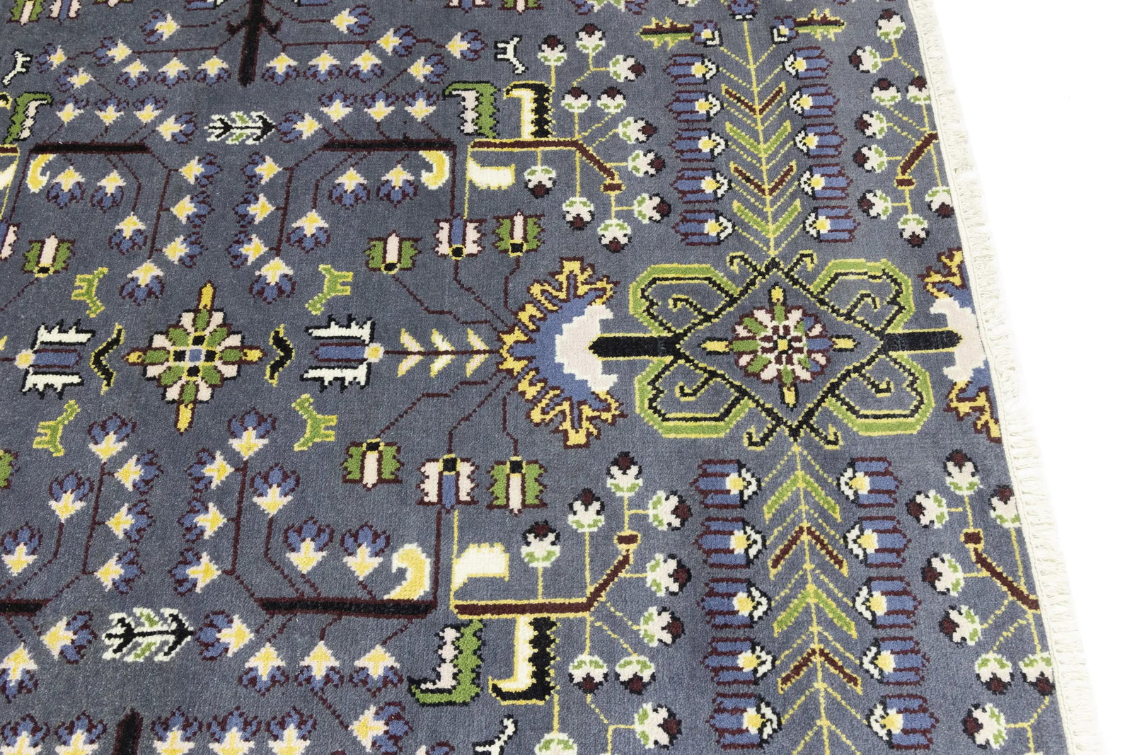 Gray Floral Tribal 9X12 Oriental Rug - 13