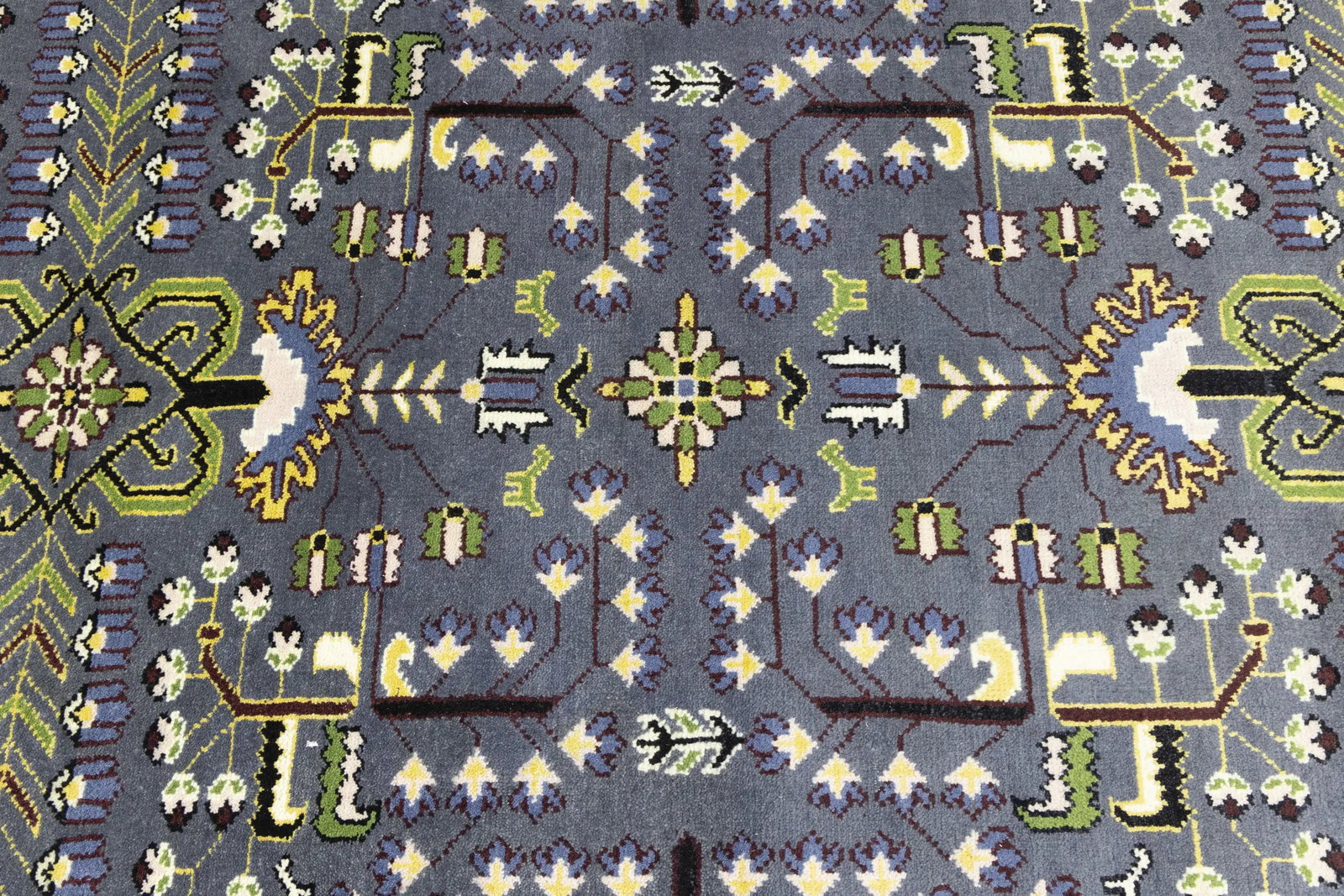 Gray Floral Tribal 9X12 Oriental Rug - 14
